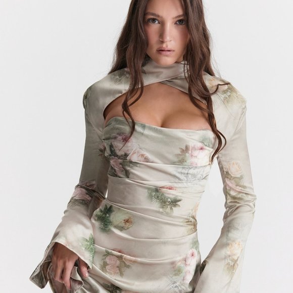 Toira Vintage Floral Draped Corset Dress - Picture 1 of 16